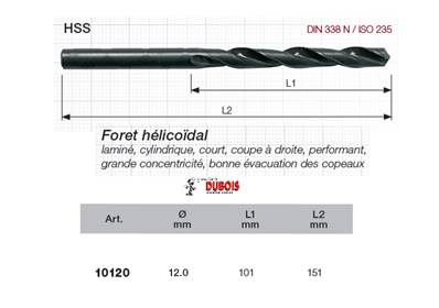 Forets HSS DIN 338-N 12.0 mm