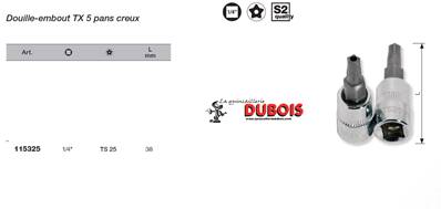 Douille-embout 1/4" Rési-TX 5 pans TS25