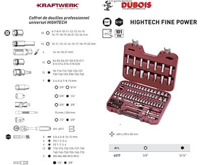 Coffret de douilles HIGHTECH 101 p. 3/8"