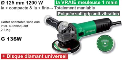 Meuleuse 125mm 1200 Watts  PROMO Hitachi
