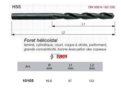 Forets HSS DIN 338-N 10.5 mm