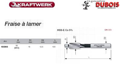 Fraise à lamer ASR Co5 18 mm - M10