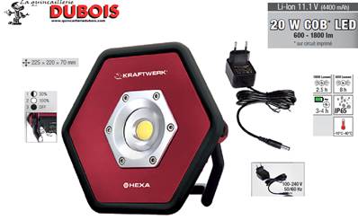 Spot industriel accu à LED COB 20W KRAFTWERK 32029