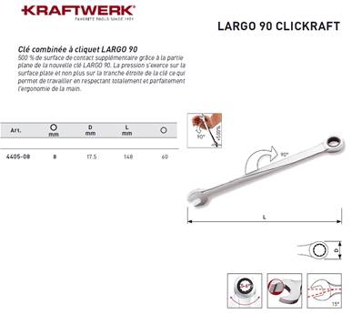 Clé à cliquet CLICKRAFT LARGO 90 8 mm KRAFTWERK 4405-08