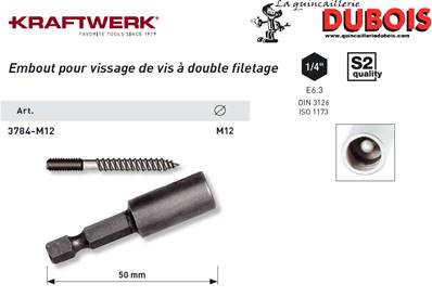 Outil de vis. pour double filetage M12