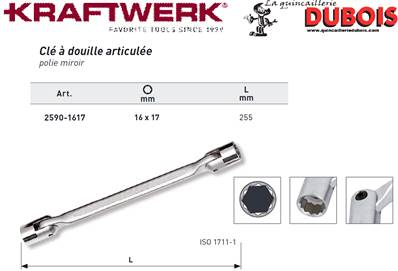 Clé double articulée 16 x 17 mm