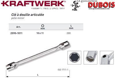 Clé double articulée 10 x 11 mm