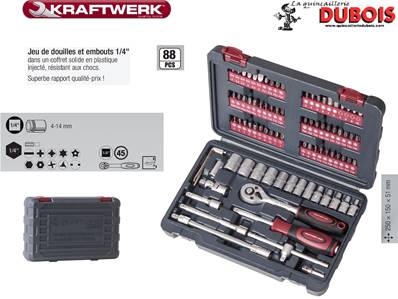 Coffret de douilles 1/4" 88p. Basic KRAFTWERK 1008