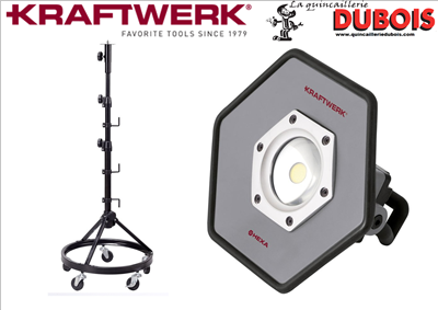 Baladeuse de trav. LED HEXA 2000 + trépied à roul. KRAFTWERK 32037D