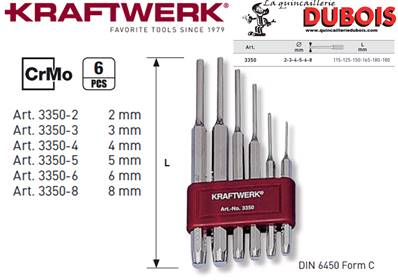 Jeu 6 chasse-goupilles a. porte-outils