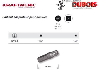 Embout adapt. 1/4" p. douilles 1/4",5pcs