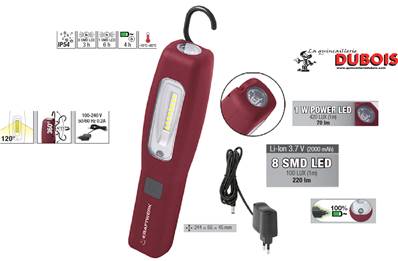 Lampe 8+1 SMD LEDS à accu Li-Ion 3.7 V KRAFTWERK 32005