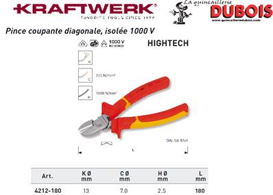 Pince coup. diag. VDE KW hightech 180 mm