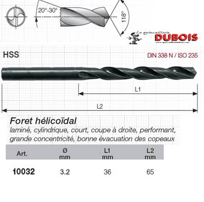 Forets HSS DIN 338-N 3.2 mm
