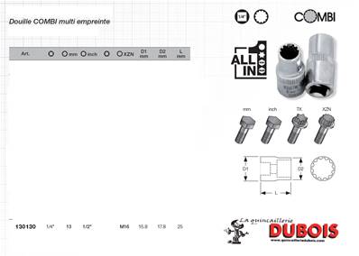 Douille Combi 1/4" 13 mm