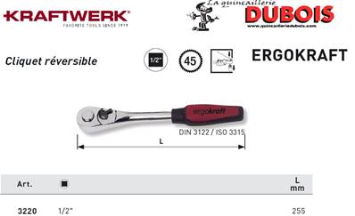 Cliquet réversible 1/2" ergokraft p.o.
