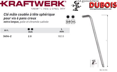Clé mâle à tête sphérique 2 mm