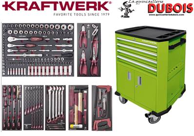 Servante d'atelier P206, verte, EVA, 187 pcs.