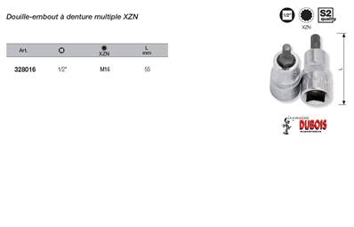 Douille-emb. 1/2" à denture multip. M16