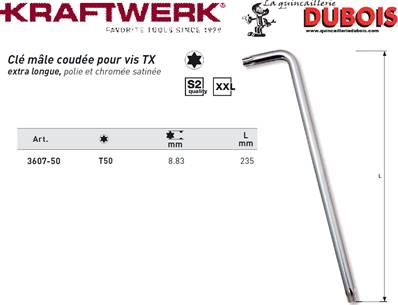 Clé coudée polie TX T50