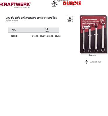 Jeu de 4 clés polyg. 21 à 32 mm, trousse KRAFTWERK PROMOTION 3498R