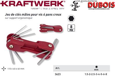 Jeu 8 clés mâles sur monture 1.5-8 mm