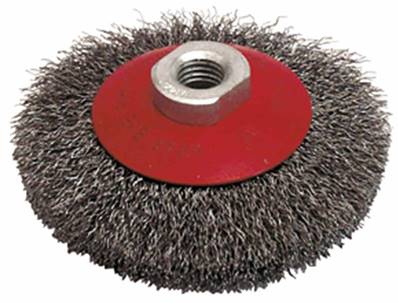 Brosse sur meuleuse cuvette 100mm alésage M14 fil 0.30 ondulé