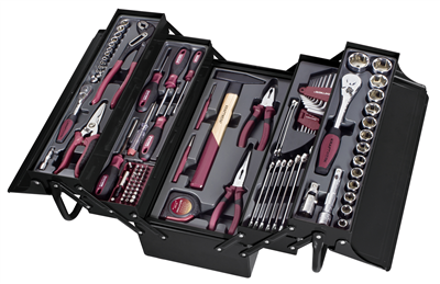 Caisse d'outils avec outils, 1/4" + 1/2", 106 pcs. promotion