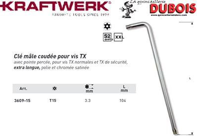 Clé coudée polie Rési-TX T15