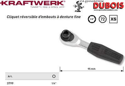 Cliquet rév. d'embouts 72 dents 1/4"