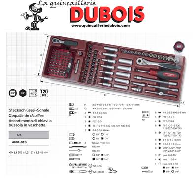 Coq. de douilles COMPLETO 120 p. 1/4"