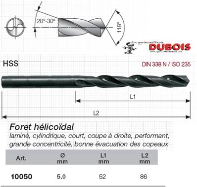 Forets HSS DIN 338-N 5.0 mm