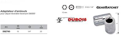 Adap. d'emb. 1/4" pour 13 mm GearRatchet KRAFTWERK 592760