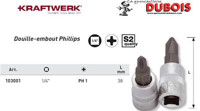 Douille-embout 1/4" Phillips No. 1