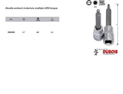 Douille-emb. 1/2" dent. mult. M8 100 mm
