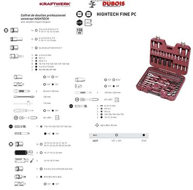 Coffret douilles HIGHTECH 133 p. 1/4+1/2