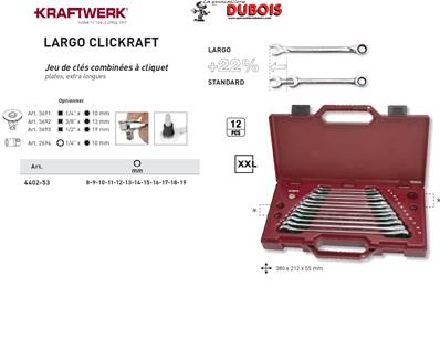 Jeu de 12 clés à cliquet LARGO CK KRAFTWERK 4402-53