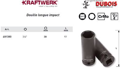 Douille longue impact 3/4" 38 mm