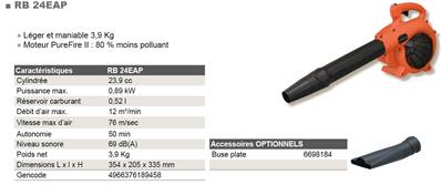 Souffleur 23.9cc 12 m3/min thermique PROMO HItachi
