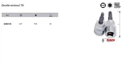Douille-embout 3/8" TX T15