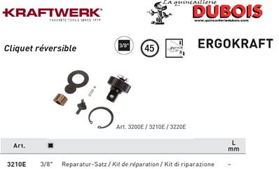 Kit de réparation pour cliquet 3/8" 3210 KRAFTWERK 3210E