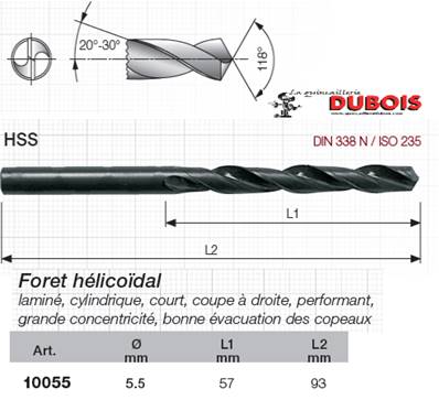 Forets HSS DIN 338-N 5.5 mm