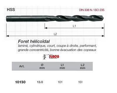 Forets HSS DIN 338-N 13.0 mm