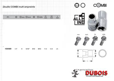 Douille Combi 1/4" 8 mm
