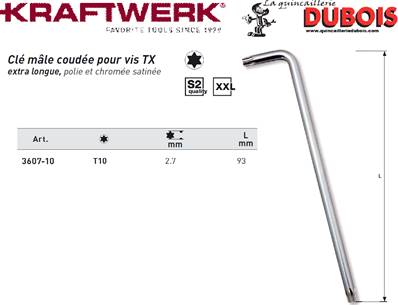 Clé coudée polie TX T10