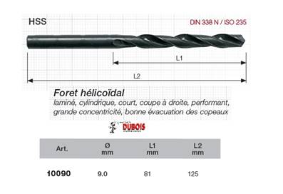Forets HSS DIN 338-N 9.0 mm