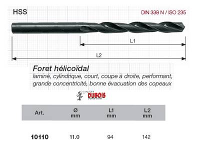 Forets HSS DIN 338-N 11.0 mm