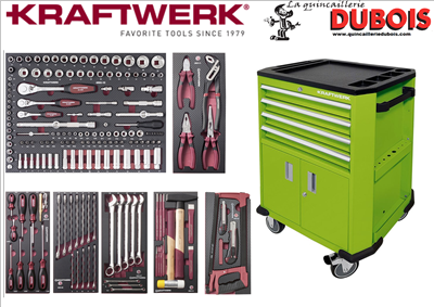Servante d'atelier P206, verte, EVA, 187 pcs.