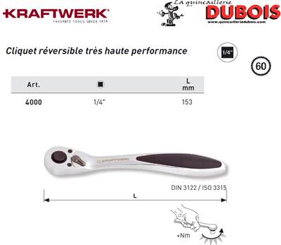 Cliquet réversible hightech p.o.1/4" sans ampoule