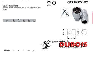 Douille  9 mm pour 13 mm GearRatchet KRAFTWERK 590090
